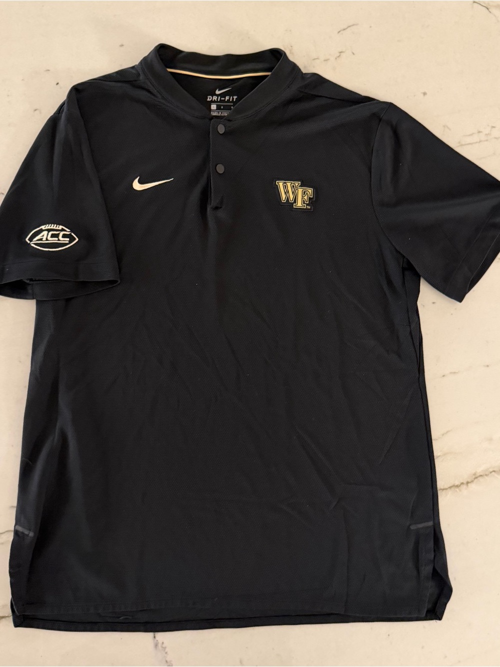 Wake Forest Demon Deacons Nike Polo Shirt Men L Black Coaches ACC Performance